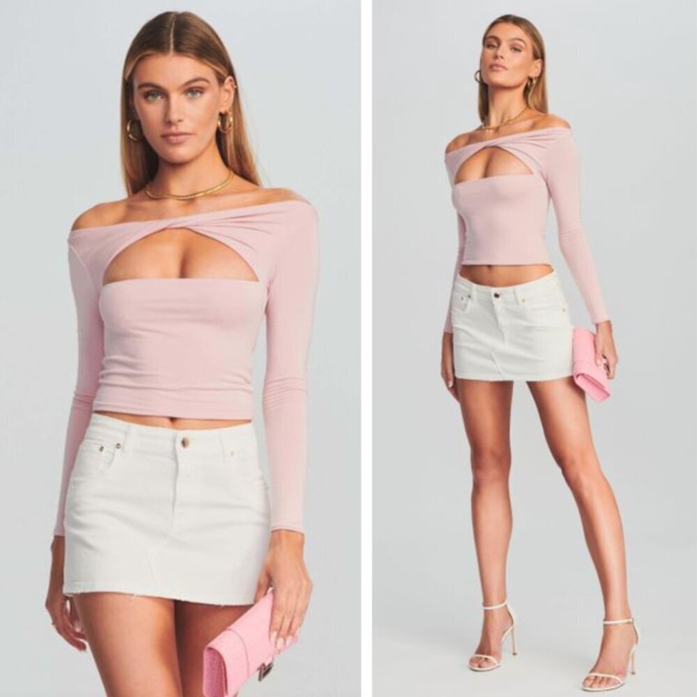 SER.O.YA Artemis Cutout Jersey Top Blush Pink